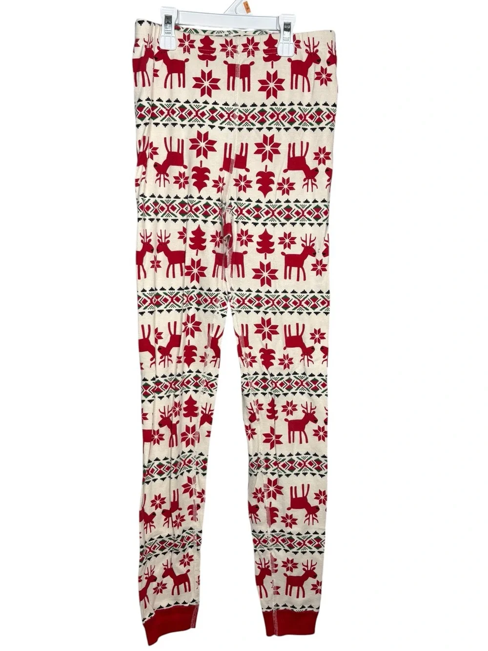 Hanna Andersson pajama set Christmas reindeer Red White kids size 14 fair isle